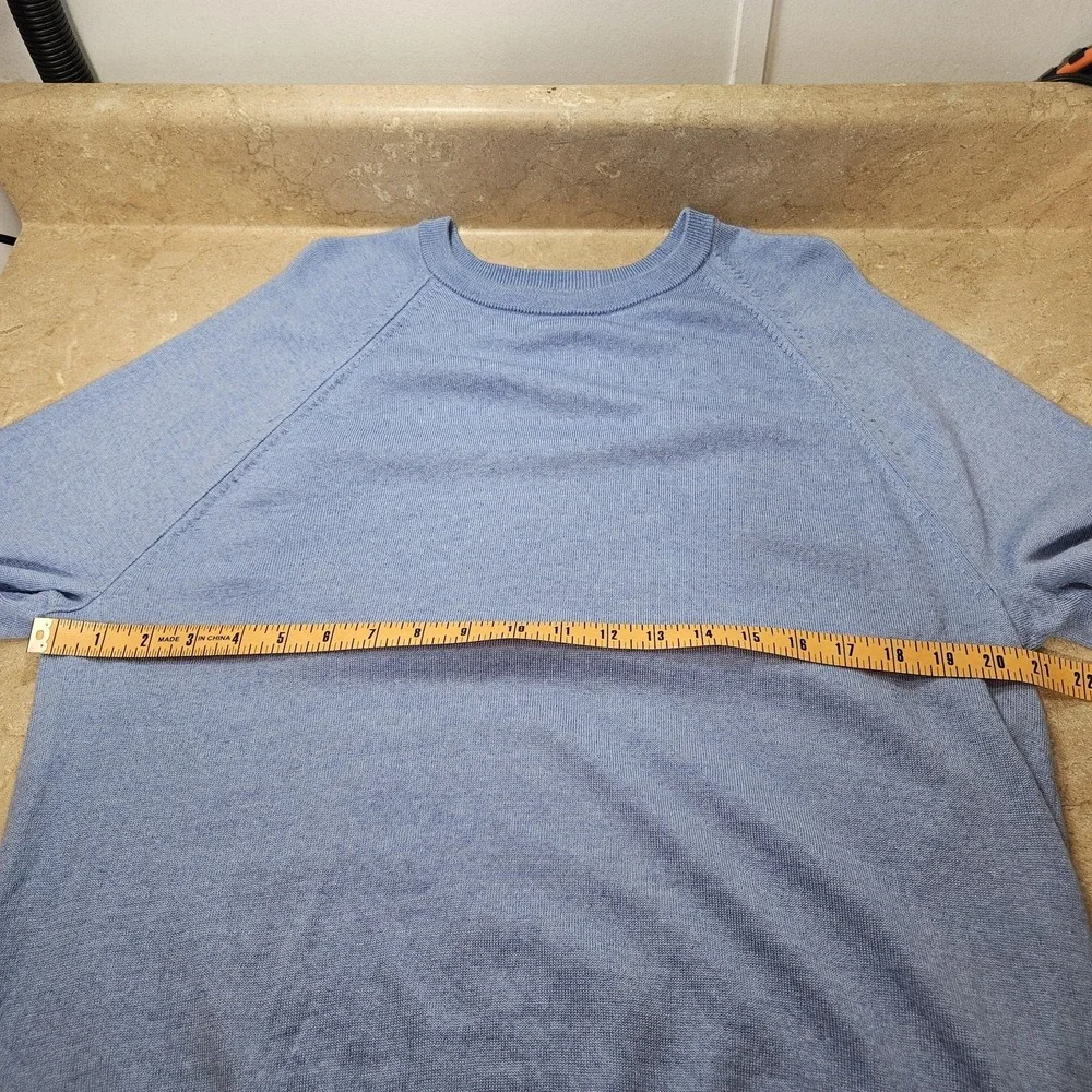 Banana Republic Sweater Mens XL Light Blue Italian Merino Wool Crewneck Pullover